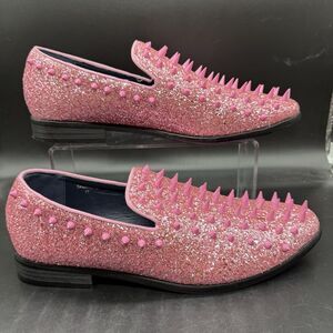 Enzo Romeo Sparko 16 Pink Glitter Spike Dress Loafer Shoes Mens Size 11